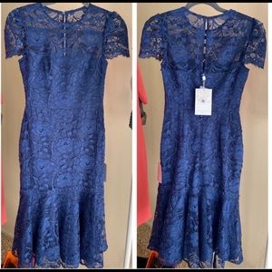 Gal Meets Glam blue lace midi dress